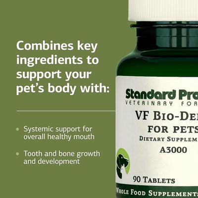 Standard Process VF Bio-Dent for Pets - Bone Growth & Healthy Tissue Support - Overall Mouth Health - Nutritional Supplement for Cats & Dogs - 90 Tablets