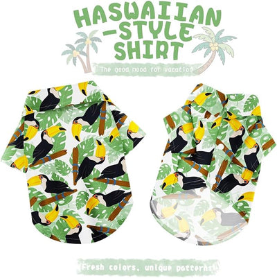 Hawaiian Dog Shirt – Lightweight and Breathable Summer T-Shirt with Tropical Prints, Fun Beach Outfit for Small, Medium, and Large Dogs, Perfect for Hot Days and Outdoor Vacation.Hornbill 4XL