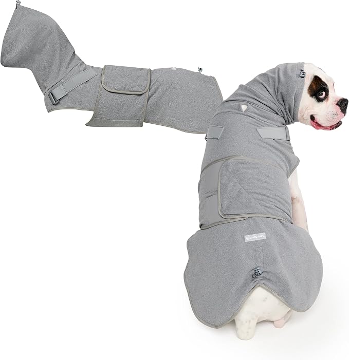 Spark Paws Anxiety Relief Vest for Dogs – Gentle Compression Dog Anxiety Suit, Calming Wrap for Separation Anxiety, Thunder, Fireworks, Suitable for Small Medium and Large Breeds - Grey - Size 2XL