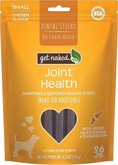 Get Naked Grain Free 1 Pouch 6.2 Oz Joint Health Dental Chew Sticks, Small