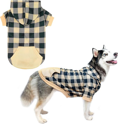 KOOLTAIL Plaid Dog Hoodie Pet Clothes Sweaters with Hat