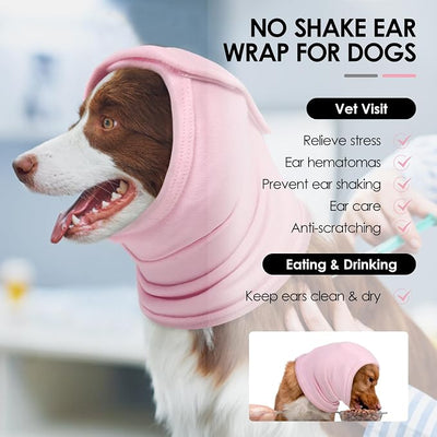 KOESON Dog Calming Hoodie, Soft No Shake Ear Wraps for Dogs, Adjustable Dog Ear Muffs Noise Protecion, Head & Neck Covers for Dogs for Thunder, Firework, Grooming, Separation Anxiety, Hematoma