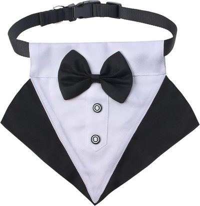 Yewong 2 Pieces Pet Formal Accessories Set - Pet Top Hat with Formal Pet Tuxedo Bandana Collar Birthday Party Gradation Halloween Costumes Accessories for Dog Cat (Set-B) One Size