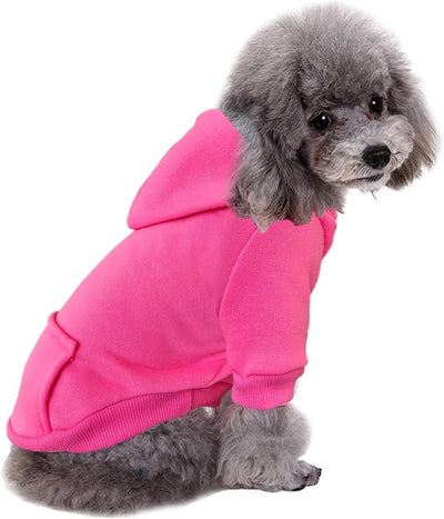 Jecikelon Soft Dog Hoodies for Small Dogs, Fleece Puppy Sweatshirt with Pockets, Warm Winter Cold Weather Coats for Pet Cat, Cute Clothes Puppy Costume (Rose red, X-Large)