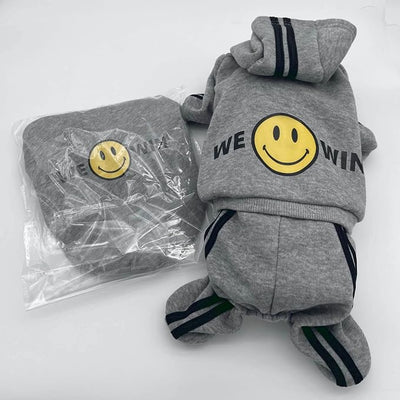 Weowin Pet Outfit - Cute Dog Hoodies Sweatshirt Tracksuit Clothes Jumpsuit Pajamas 4-Legs Grey for Puppy Small Medium Large Giant Dogs Girl or Boy (5X-Large)