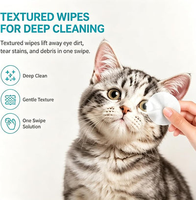 CarePets Eye Defense Wipes, Tear Stain Remover for Pet, Pre-Soaked, Unscented, Dirt & Irritation, Ideal for Sensitive Eyes, Keeps Your Dog’S Eyes Clean, Comfortable & Healthy Every Day (2pcs)