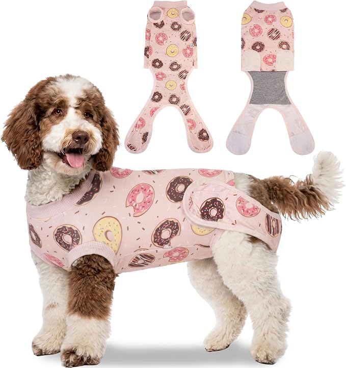 Recovery Suit for Dogs Cats, Dog Surgery Suit for Female Spay Male Neuter | Anti-Licking Dog Cone Alternative Onesie, Dog Surgical Recovery Suit After Abdominal Wounds, Pink, Large