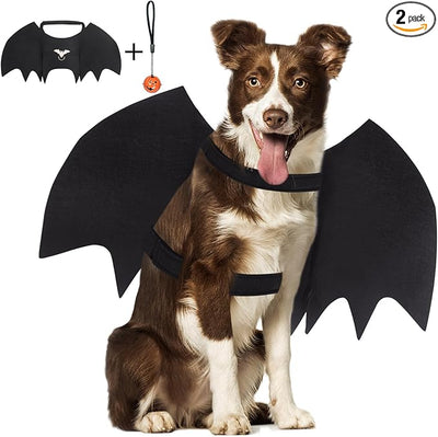 Vivifying Bat Wings for Dog, Adjustable Halloween Pet Bat Costume with Bell for Medium Large Dogs Party Decoration and Cosplay (Large, Black)