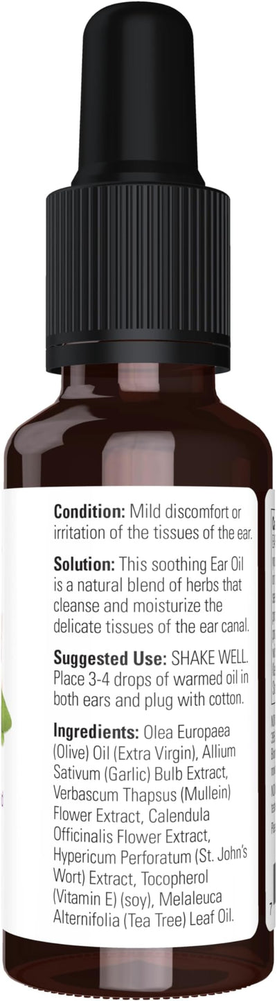 NOW Foods Solutions, Ear Oil, Soothing Herbal Blend, Great on Mild Discomfort or Irritation, 1-Ounce