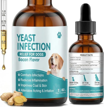 Natural Yeast Infection Treatment for Dogs Relief Itchy Skin & Ear Treatment - Reduces Irritation & Relieves Itching and Allergy for Puppies & Adult Dogs