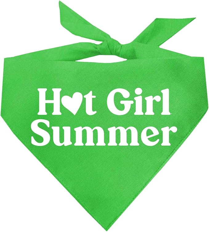 Hot Girl Summer Dog Bandana (Lime Green, XS 310)