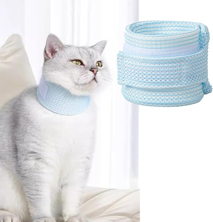 Cat Neck Brace Cover - Breathable Elizabethan Collar for Post-Surgery Recovery Anti-Lick Wound Adjustable Protective Cervical Cone for Small Medium Large Dogs Cats (Neck Girth 6.3-8.7" Depth2.0