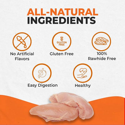 Canine Naturals Chicken Recipe Chew - Rawhide Free Dog Treats - Made from USA Raised Chicken - All-Natural and Easily Digestible - 5 Pack of 7 Inch Large Rolls for Dogs 50-75lb