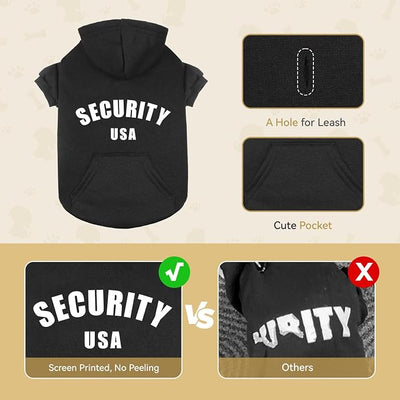 Dog Sweaters for Small Dogs Security Dog Hoodie Warm Cozy Brushed Fleece Interior Pet Clothes with Pocket Hoodie for Small Dogs Puppy Sweatshirt(XS)