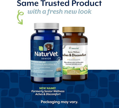 NaturVet Soreness Relief Senior Supplements for Dogs, Hickory Smoked Bacon Flavor, 60 Chewable Tablets