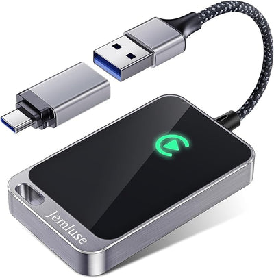 Jemluse Wireless CarPlay Adapter for Apple iPhone - Multi-User Seamless Connection for Convert Wired to Wireless Car Play Adapter - No Latency from iOS 10+ to Screen w/USB C (Silver)