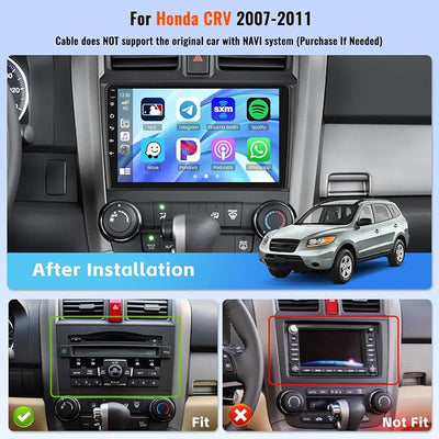 [4+64G] Android 15 Car Radio for Honda CRV 2007-2011, Realdio Car Stereo with Wireless Carplay Android Auto GPS Navigation WiFi 9 Inch Touchscreen WiFi Bluetooth FM/RDS Rear View Camera Microphone