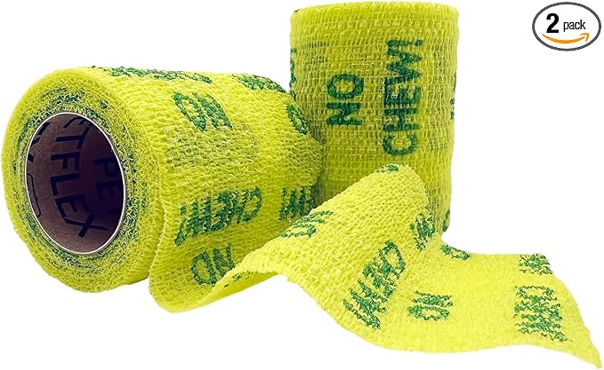 OVIK Health PetFlex No Chew – Flexible Self-Adhering Elastic Bandage for Wound Care – First Aid Wrap for Small Animals Like Dogs, Cats, and Other Pets - 3 inch, 2 Rolls