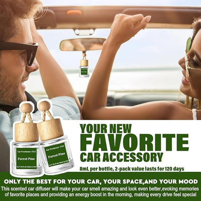 HoogaLife Car Air Freshener Diffuser 2 Pack Hanging Air Freshener Diffuser - Forest Pine Fragrance Oil Air D iffuser for Car, 45+ Days Long Lasting Fragrance Made in USA (F13)