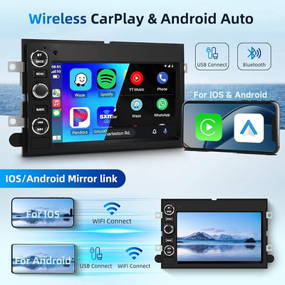2+64G Android 13 Car Radio Stereo for Ford F150 F250 F350 2004-2014, 7 inch Touch Screen Car Stereo with Wireless CarPlay Andriod Auto, Bluetooth, GPS, HiFi, SWC, WiFi, HD Backup Camera