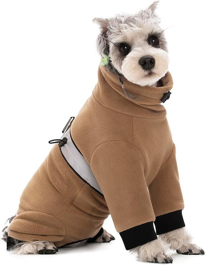 Polar Fleece Dog Pajamas Bodysuit - Small to Medium Dogs, Winter Jacket & Sweater for Small Dogs, Four-Legged Warm Clothes