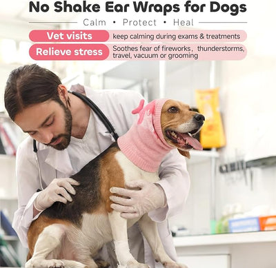Nanaki Soft Dog Ear Muffs Noise Protection for Thunder Fireworks Dog Ear Cover for Grooming Bath,Comfort Calming No Shake Ear Wraps for Dogs Hematoma,Snoods for Eating Drinking with Cute Shark