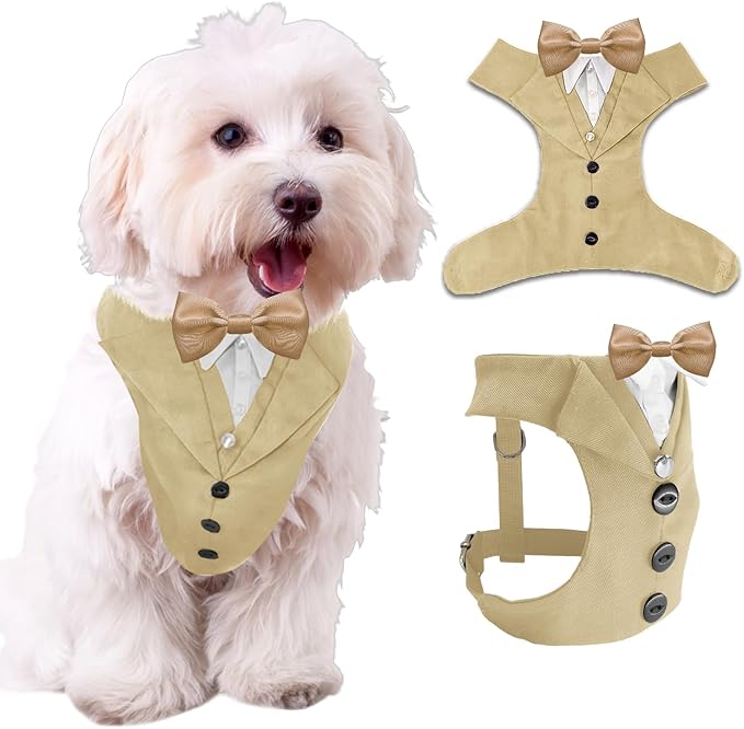 AVERYDAY Dog Tuxedo for Wedding Outfit, Dog Suit and Tie Costumes for Birthday, Halloween, Cosplay, Christmas Party, Pet Formal Wear with Bowtie, Tux for Small Dogs, Chihuahua, Bichon, Maltese, Cats