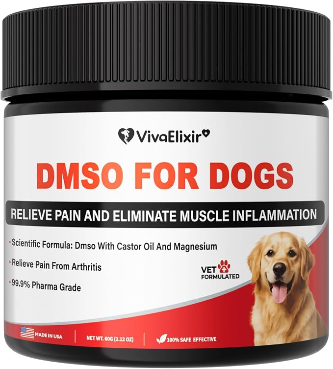 Natural Dog Pain Relief Balm with DMSO, Magnesium & Castor Oil – Supports Joint Mobility & Reduces Swelling & Discomfort, Dog Pain Relief Anti-Inflammatory Support - 60 g