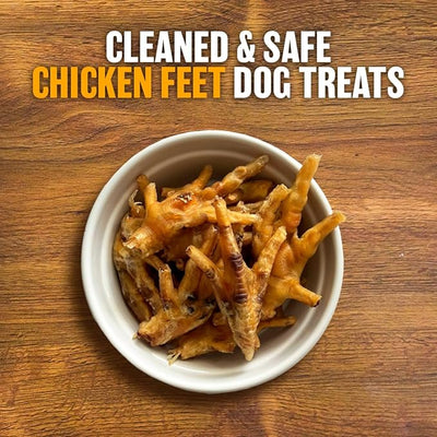 Dehydrated Chicken Feet for Dogs - Chicken Feet Dog Treats - Made in USA - 100% Digestible Chicken Foot Treats - Natural Dog Treats - Single Ingredient Dog Chews - 24 Count