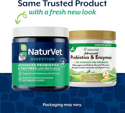 NaturVet – Advanced Probiotics & Enzymes - Plus Vet Strength PB6 Probiotic | Supports and Balances Pets with Sensitive Stomachs & Digestive Issues | for Dogs & Cats (4 oz)