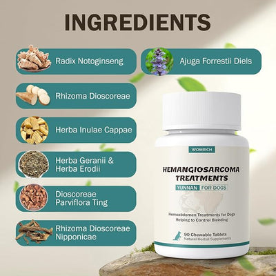 Quick Stop Bleeding for Dogs, Natural Yunnan for Dogs Tablets for Hemangiosarcoma, Hemoabdomen, Pericardial Effusion, Cancer Bleeding, Severe Bruising, Ulcer-Related Bleeding, Bloody Stools