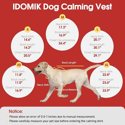 IDOMIK Dog Anxiety Vest, Dog Thunder Jacket Anxiety Calming Vest | Dog Depression & Anxiety Relief,Adjustable,Reflective Strips,for Thunderstorms,Fireworks,Separation,Vet Visit & Grooming