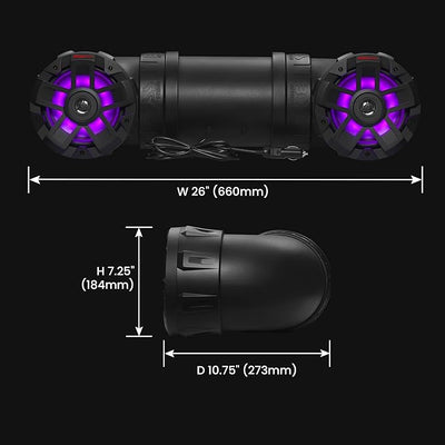 BOSS Audio Systems ATV65BRGB ATV Sound System - 6.5 Inch Speakers, Tweeters, IPX5 Weatherproof, Bluetooth, Built-in Amp, Multi-Color Illumination