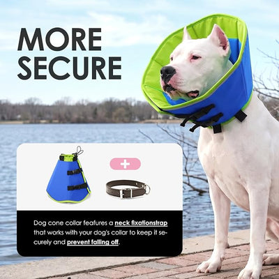 AOFITEE Dog Cone Collar, Adjustable Dog Cones Alternative for Large Dogs After Surgery with Buckle, Pet Cone for Dogs to Stop Licking, Neuter Elizabethan Cones for Wound Healing(Bluegreen,X-Large)