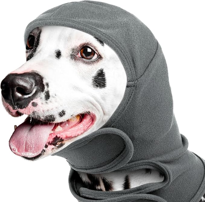 IDOMIK Dog Ear Cover for Anxiety Relief, Adjustable Dog Calming Hood for Grooming Bath Drying, No Shake Pet Head Ear Wrap for Hematomas Fireworks Thunderstorms, Doggy Ear Muffs Noise Protection,Grey,S