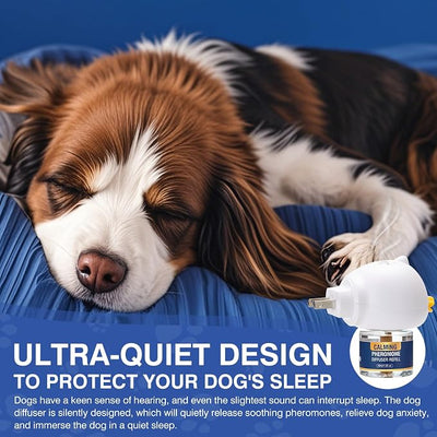 4 in 1 Pet Pheromones Diffuser Dog Pheromone Calming Diffuser Appeasing to Calm Kit (Plug in+ 3 Pack 48ml Refill) for Anxiety Relief Reduce Fighting Stress Barking Aggression 90 Day Supply