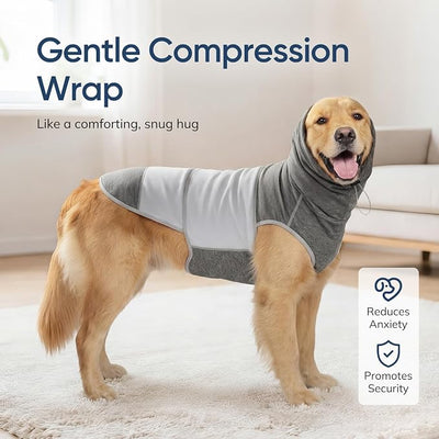Dog Thunder Vest, Anxiety Relief Shirt with Noise-Reducing Hood, Calming Wrap, Gentle Compression Jacket for Thunder Storm, Fireworks Separation Stress, Fireworks,S, Black