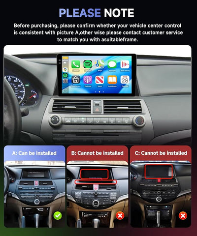 4 Core 4G+64G Car Radio for Honda Accord 8th 2008-2013, 10" Touchscreen Wireless Carplay & Android Auto, Backup Camera, WiFi, Bluetooth, GPS, FM/RDS/EQ/USB/SWC