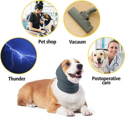 No Shake Ear Wraps for Dogs,Soft Dog Calming Hoodie Dog Ear Cover Ear Muffs for Anxiety,Grooming,Bathing,Swim,Noise Protection Quiet Ear for Dogs,Light Blue S