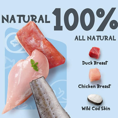 Dog Cod Skin Treats, Chicken & Duck Wrapped Cod Skin Sticks, Rawhide Free Dog Treats Chews Bones