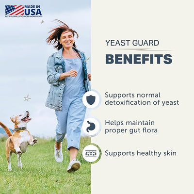 Dog Yeast Support for Itchy Skin, Ears & Paws - Four Leaf Rover Yeast Guard - Veterinarian Formulated with Organic Herbs - Helps Support Normal Yeast Levels & Healthy Skin - 30 Day Supply