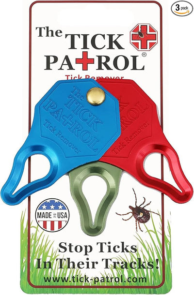 Tick Remover Tool for People & Pets, Lightweight, Portable, Durable, Keychain Attachment, Quick, Safe & Effective Tick Removal Kit, Assorted Colors, Made in USA. (Pack of 3)