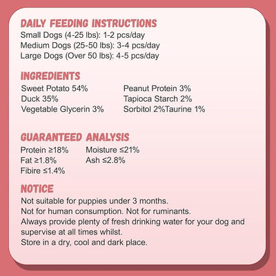 Pawmate Duck Double Purple Sweet Potato Wraps Dog Treats, Healthy Low Fat Dog Jerky High Protein for Training Treats Snacks, Chewy for Small Medium Large Dogs 12-15 Counts