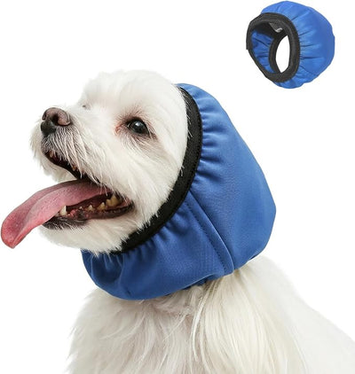 Adhiper Waterproof Dog Ear Muffs & No Shake Ear Wraps for Swim, Bath, Drying, Grooming, Dog Ear-Covers for Sound Noise Protection & Anxiety Relief - Head Circle 7.9-11.8in (Blue/S)