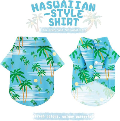 Hawaiian Dog Shirt – Lightweight and Breathable Summer T-Shirt with Tropical Prints, Fun Beach Outfit for Small, Medium, and Large Dogs, Perfect for Hot Days and Outdoor Vacation.Tree S