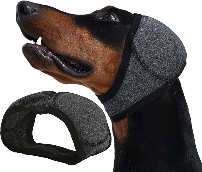 Dog Ear Muffs & Swim Cap and No Shake Ear Wrap for Bathing, Hematoma, Drying & Noise Anxiety Relief - Elastic Waterproof Ear Protection with Calming Hoodie for Grooming