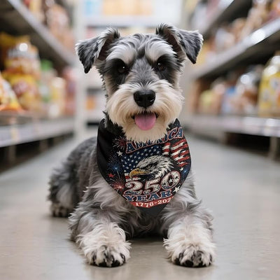 KEIAHUAN Dog Bandana 250 Years American Flag Eagle Triangle Holiday Reversible Scarves for Medium Large Extra Large Dogs Pets