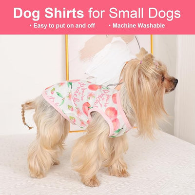 Dog Shirt Vest Dog Clothes for Small Dogs Boy Girl Stretchy Summer Puppy T-Shirts Soft Breathable Lightweight Puppy Sweatshirt Pet Cat Outfit (Peach, X-Small)