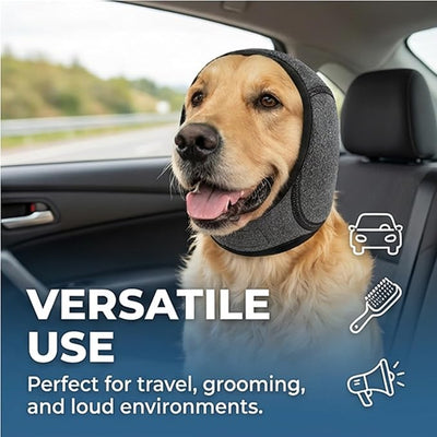 Zenpup Noise Cancelling Ear Wrap, Dog No Shake Ear Muffs Noise Protection Firework Thunder Vacuum, Comfortable Quiet Dogs Calming Hoodie, Adjustable for Grooming Bathing & Swimming (Rosered, Large)