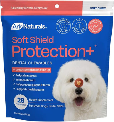 Ark Naturals Soft Shield Brushless Toothpaste – Small Breeds, 12oz Bag – Soft-Baked Dog Dental Chew with Toothpaste Center – Prevent Plaque & Tartar and Freshen Breath with Dental Chews for Dogs
